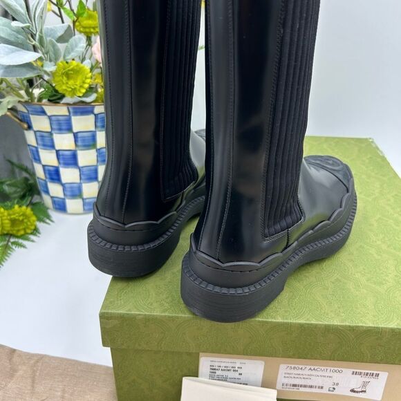 Women women’s Gucci interlocking G leather boots size 38 made in Italy - Picture 10 of 12